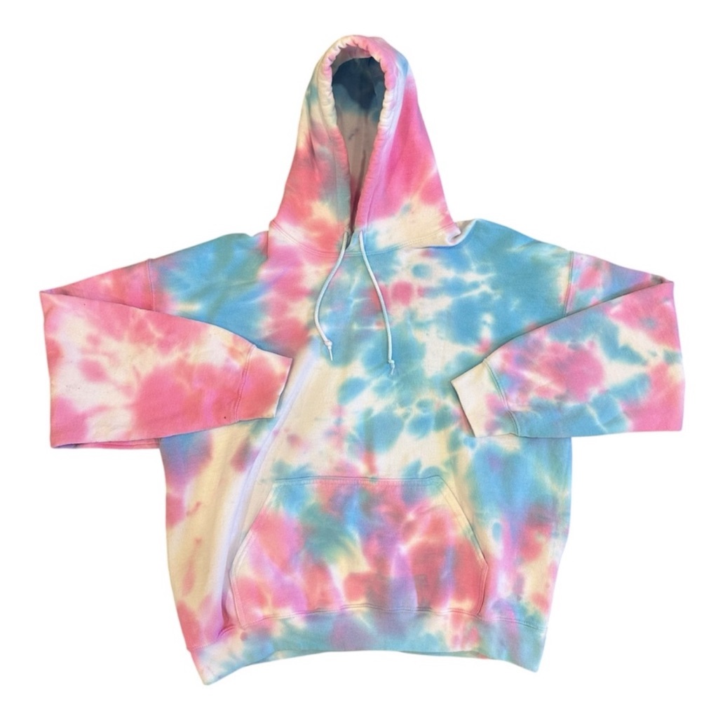 Carmar Los Angeles Blue & Pink Tie Dye Oversized Hooded Sweatshirt Size Medium
